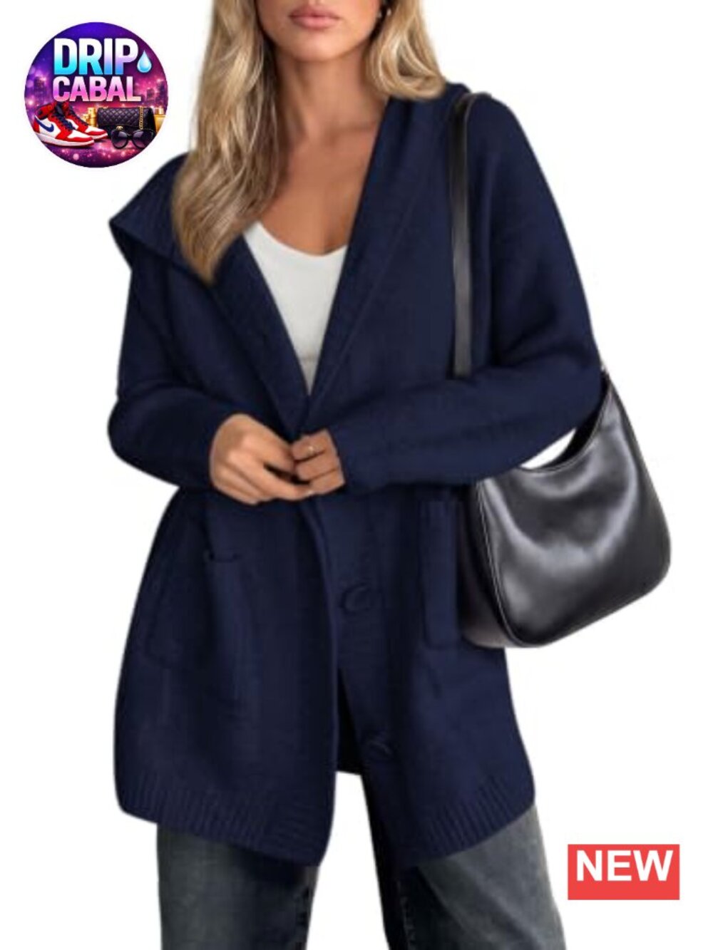 Women's Oversized Chunky Knit Button Up Hooded Cardigan Sweater